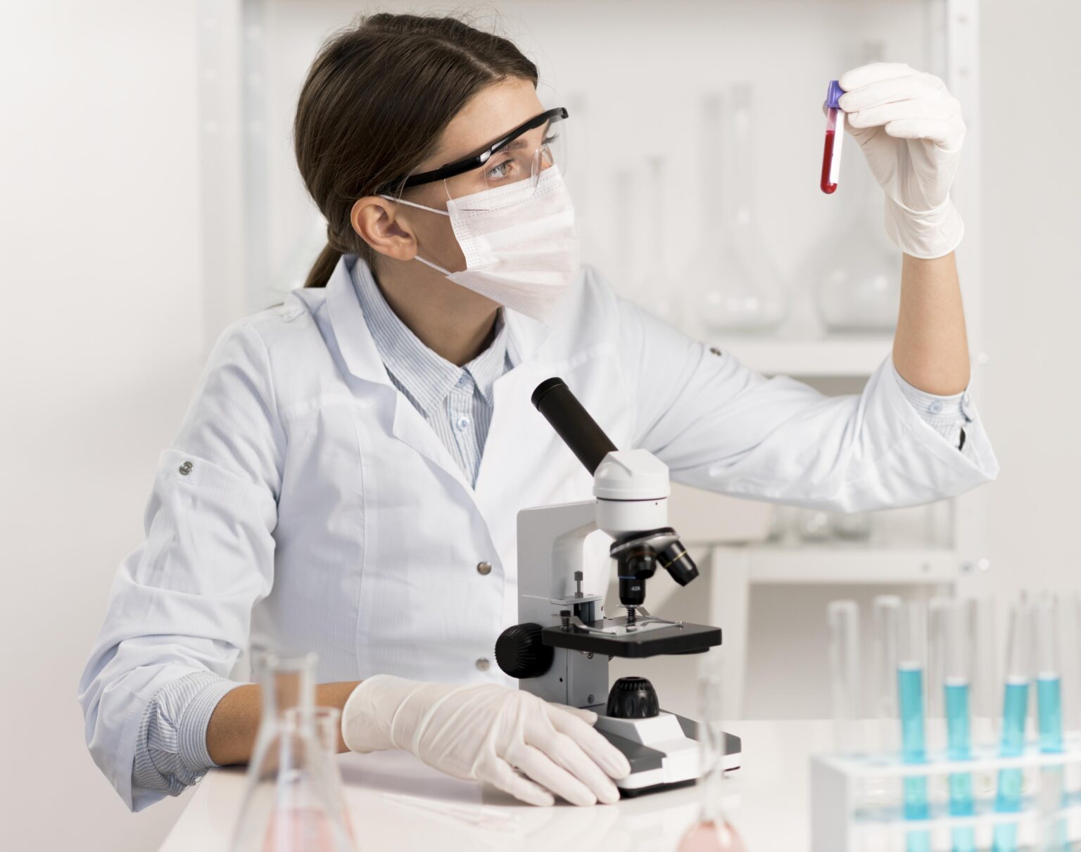 woman working laboratory close up